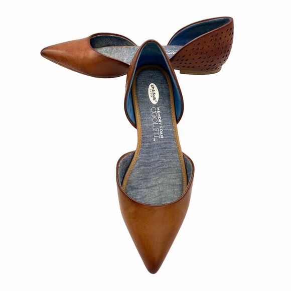 DR SCHOLL'S MEMORY FOAM COOL FIT SVETLANA D'ORSAY LASER CUT BROWN FLATS - 6 - Picture 1 of 8
